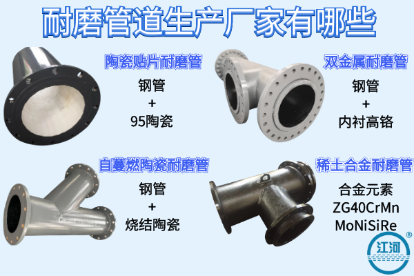 耐磨管道生產廠家有哪些-42年品牌,4種材質按需選擇[江河]